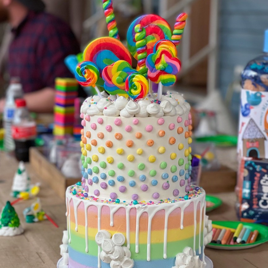Rainbow Candy Themed Custom Cake