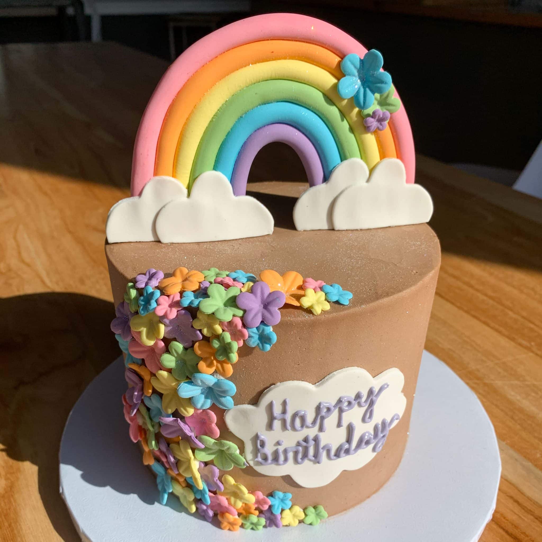 Rainbow Themed Birthday Custom Cake