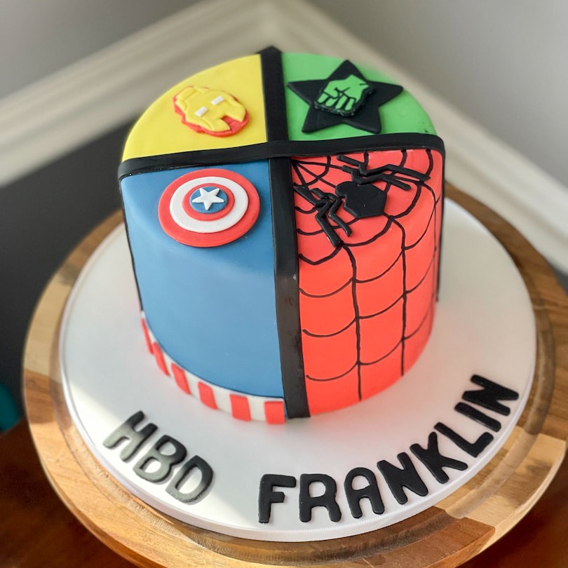 Superhero kids birthday custom cake
