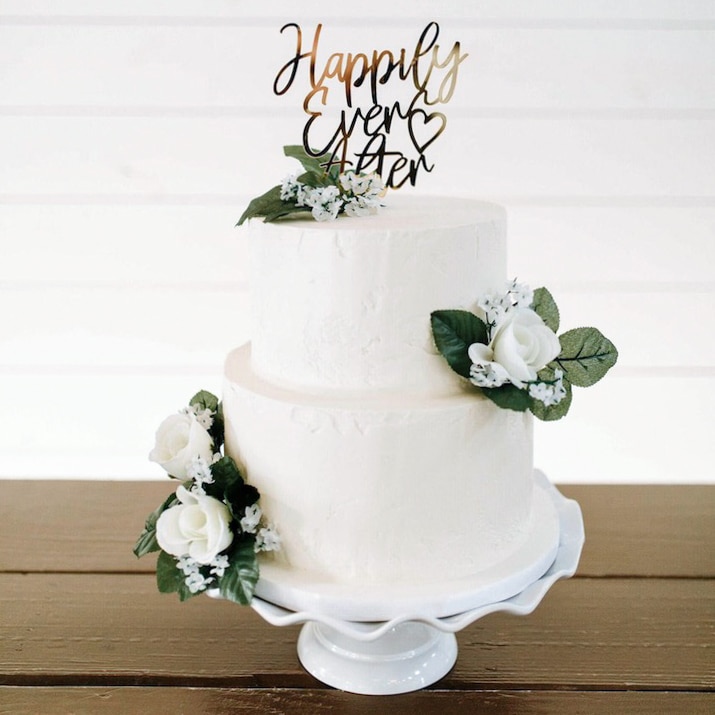 Happily Ever After White Wedding Cake