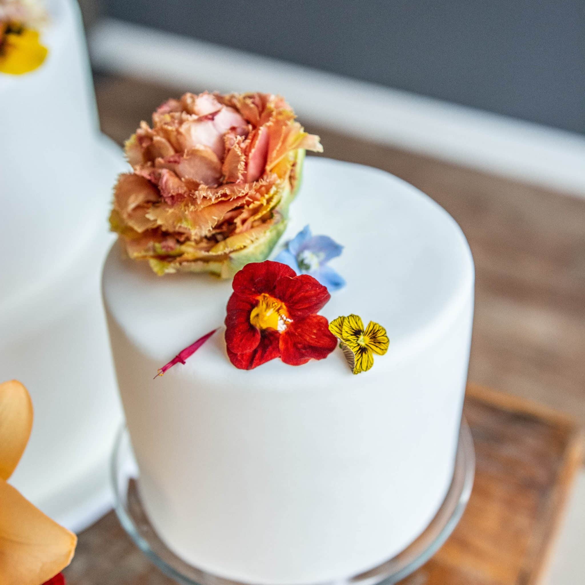 Small Wedding Cake with Florals