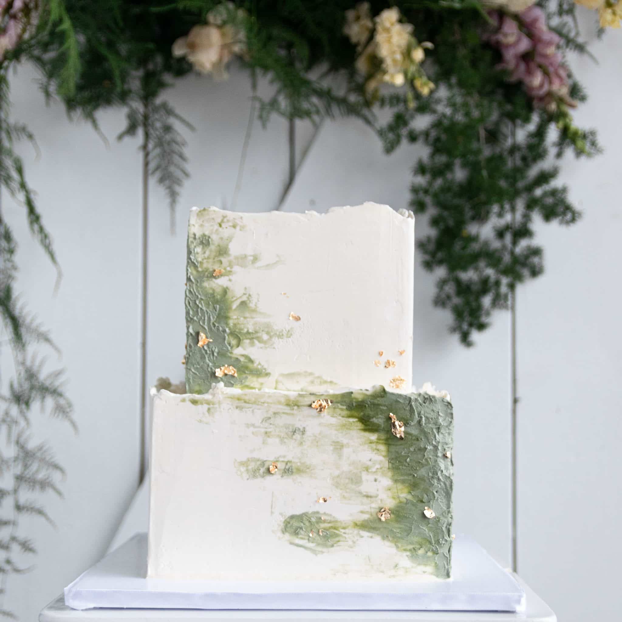 Handpainted Gold Leaf Wedding Cake