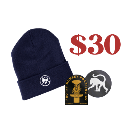 stickers and beanie for $30