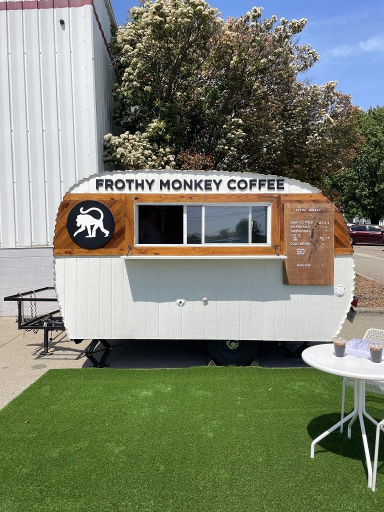 Frothy Monkey Roasting Co coffee wagon set up. 