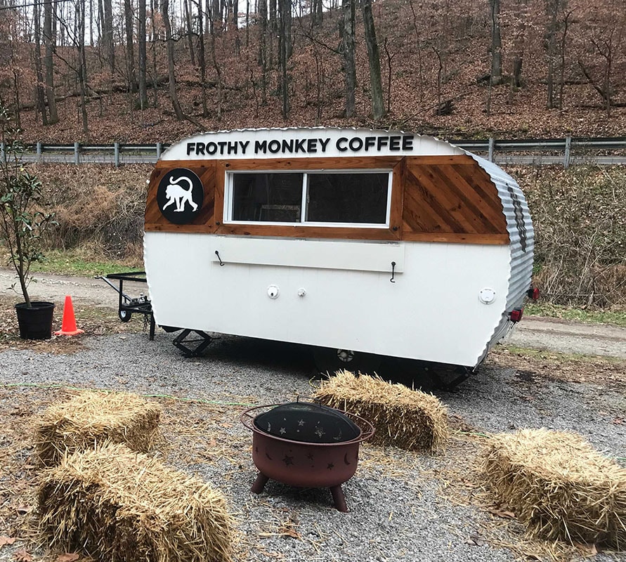 Frothy Monkey Roasting co coffee wagon at local event.