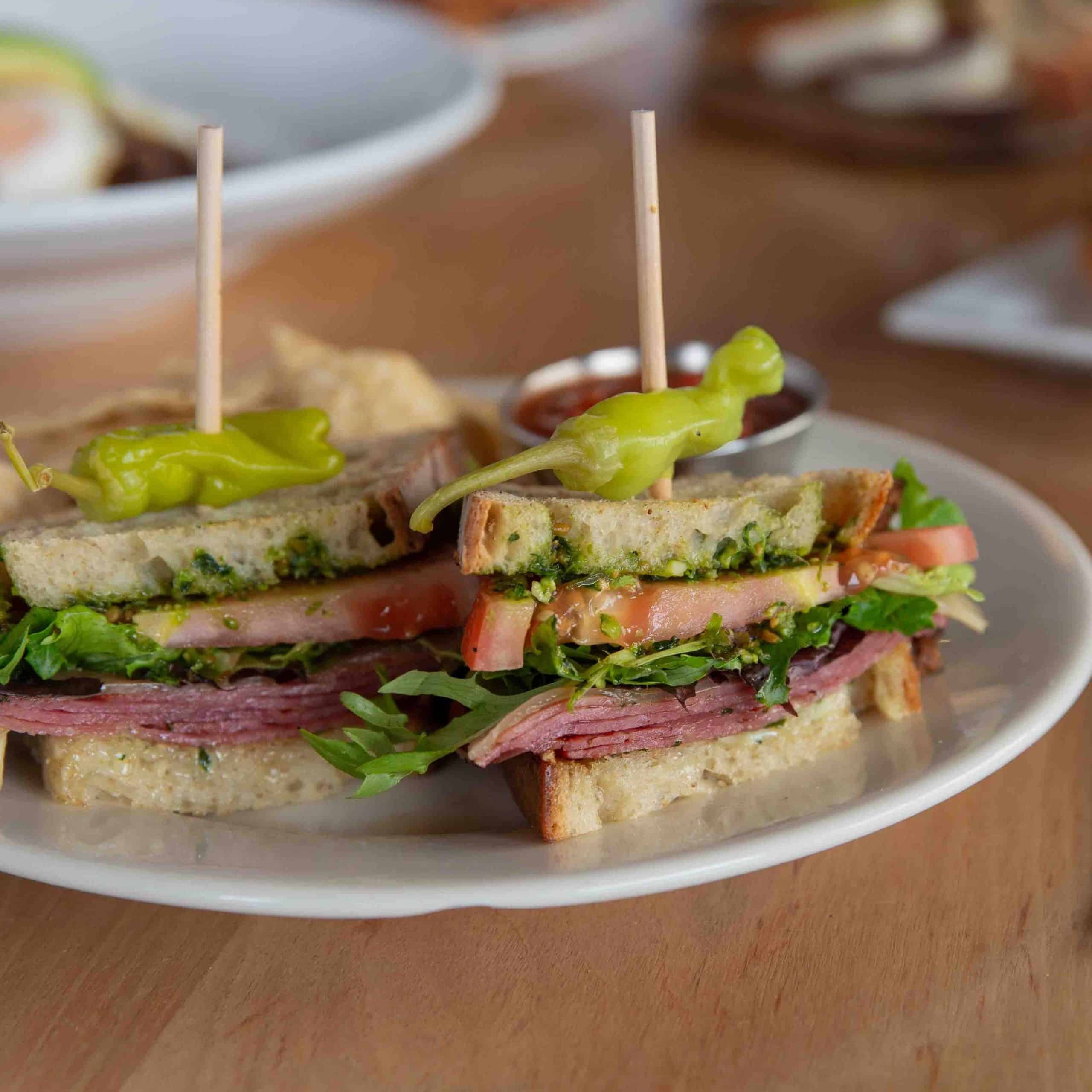 new menu item - salami sandwich on a plate
